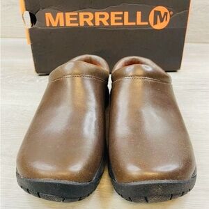 Merrell Encore Nova Women's 5 Brown Clog Leather Shoes Comfort Walking Casual